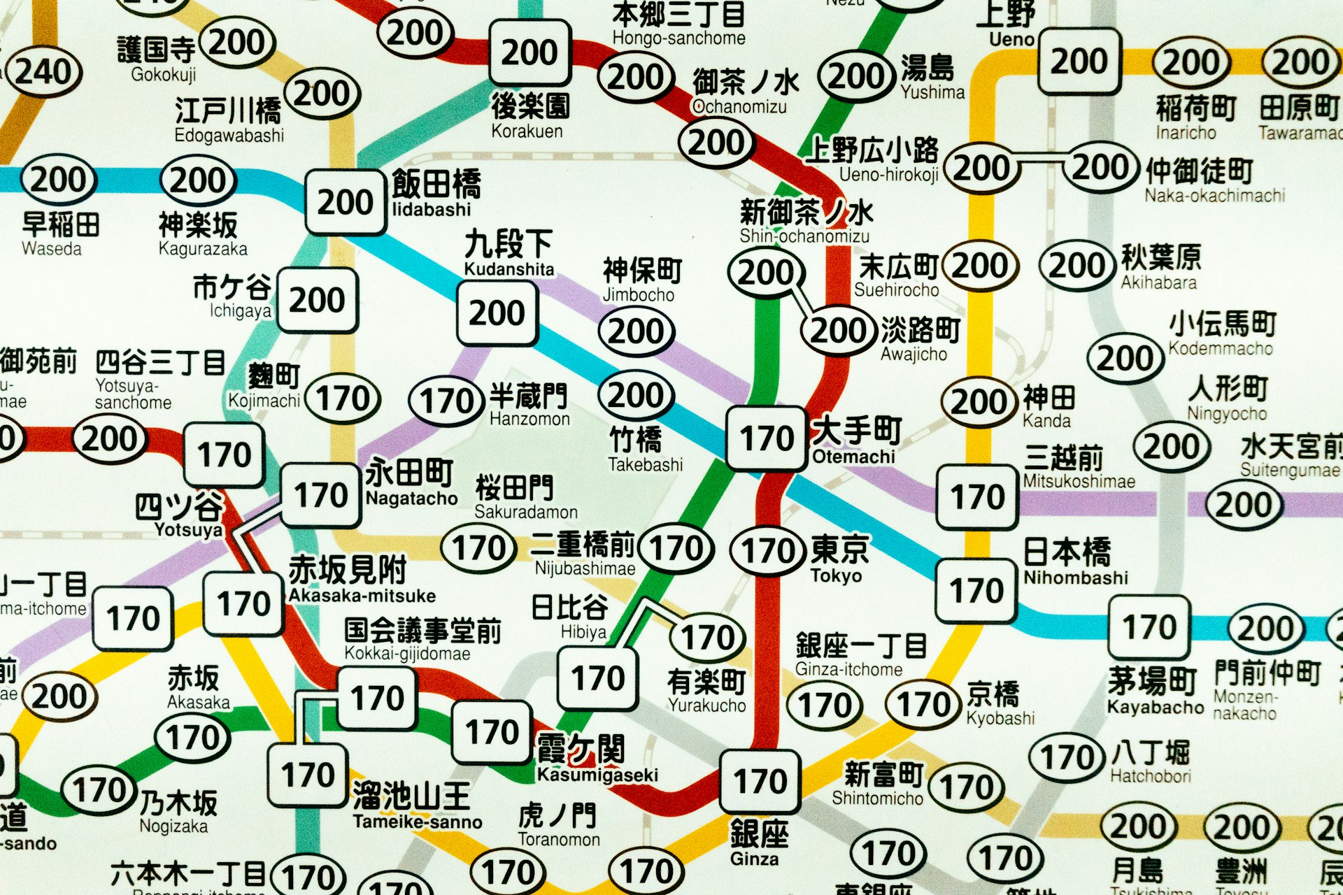 a subway map with a lot of asian characters on it